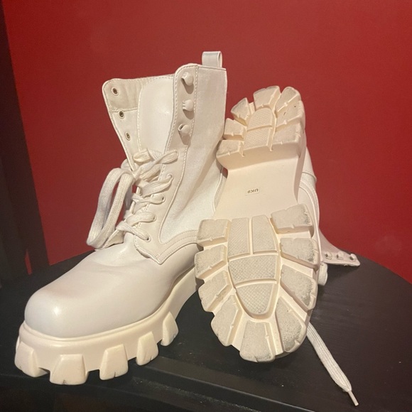 EGO Off White Combat Boots - Picture 3 of 9